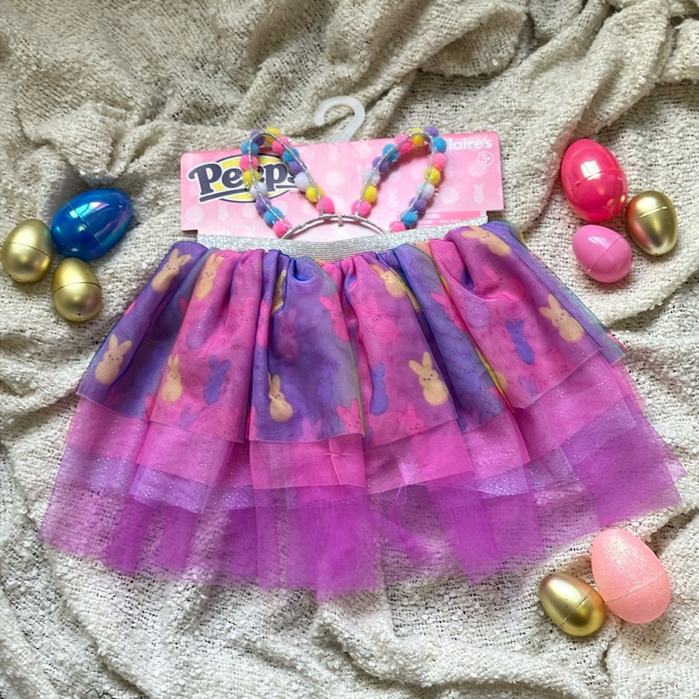 Claire's Purple and Pink Tulle Skirt with Easter Bunny Ear Headband
